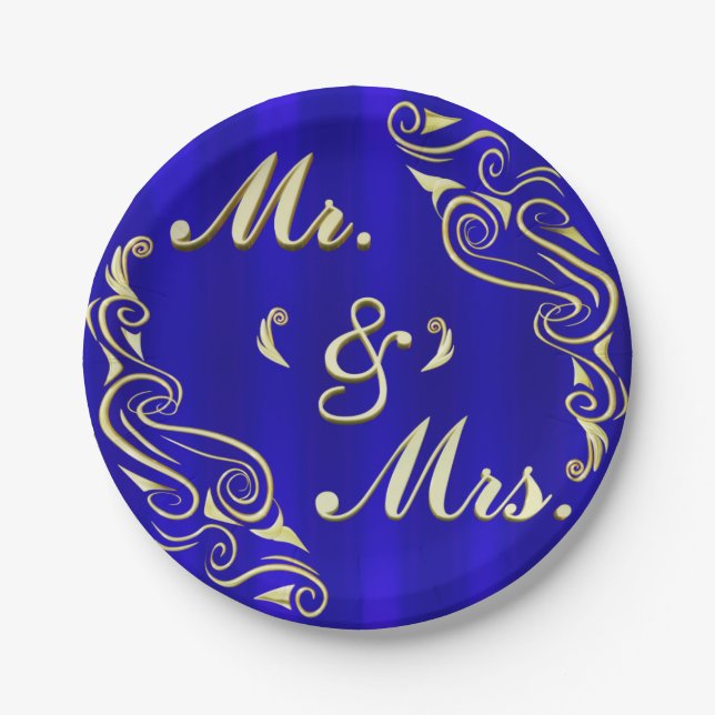 Elegant Regal Golden Typografy MR & MRS. Wedding Pappteller (Vorderseite)