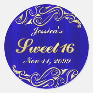 Elegant Regal Golden Typografy Sweet 16 Runder Aufkleber