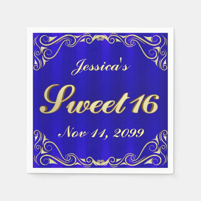 Elegant Regal Golden Typografy Sweet 16 Serviette (Vorderseite)
