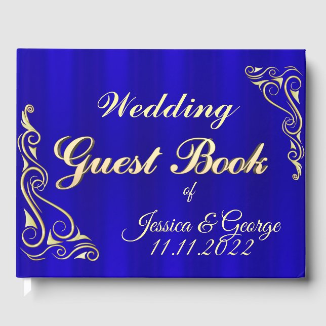 Elegant Regal Golden Typografy Wedding Gästebuch (Vorderseite)