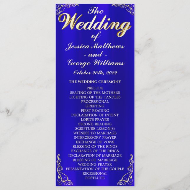 Elegant Regal Golden Typografy Wedding Programm (Vorderseite)