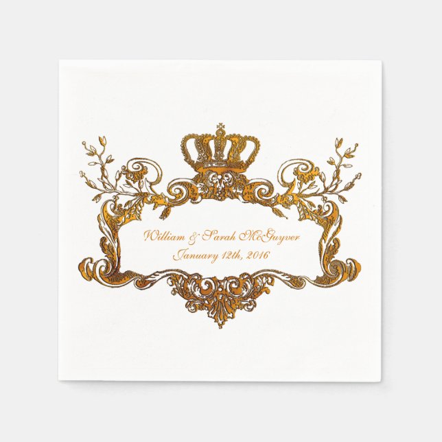 Elegant Regal Wedding Gold Text Paper Napkins Serviette (Vorderseite)