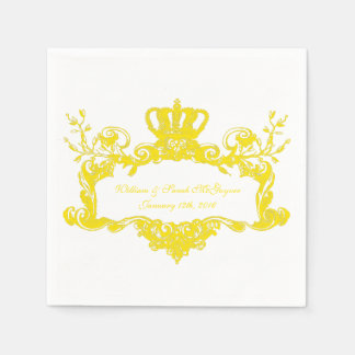 Elegant Regal Wedding Yellow Text Paper Napkins Serviette
