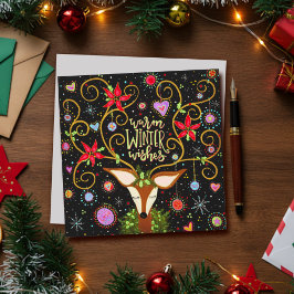 Elegant Reindeer Floral Christmas wünscht Feiertagskarte