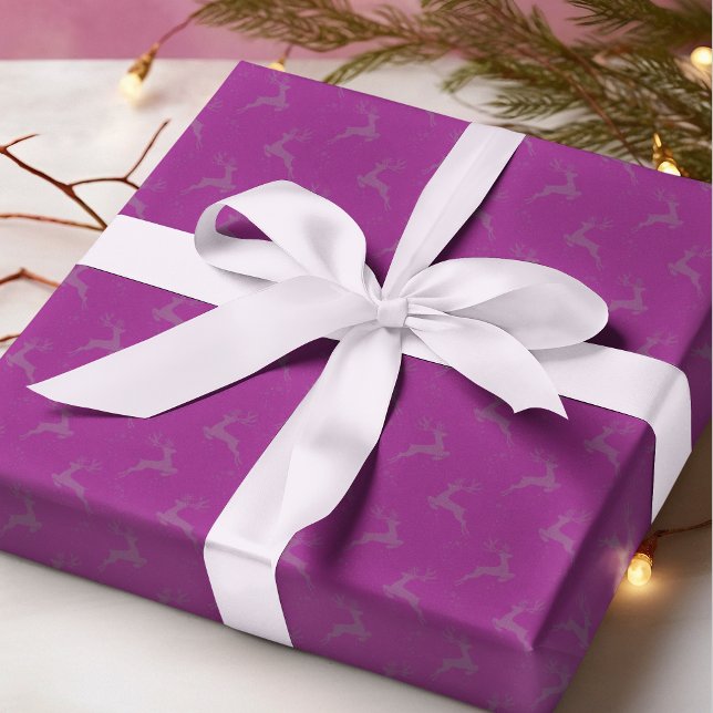 Elegant Reindeer Raspberry Monotone Geschenkpapier (Von Creator hochgeladen)