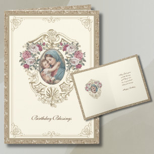 Elegant Religious Birthday Floral und Gold Karte