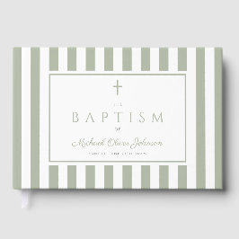 Elegant Religious Sage Green Baptism Gästebuch