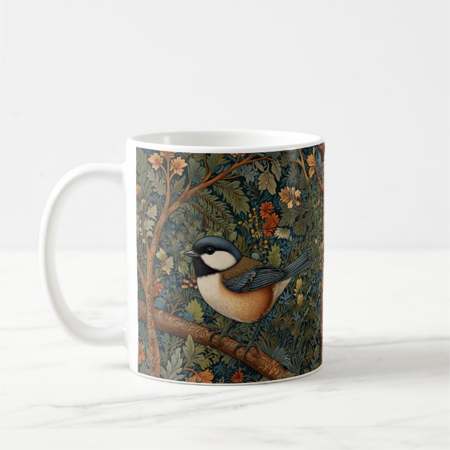 Elegant Retro Art Nouveau woodland bird Kaffeetasse (Links)