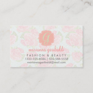 Elegant Retro-Blumenmuster Rosa Mint Feminine Pers Visitenkarte
