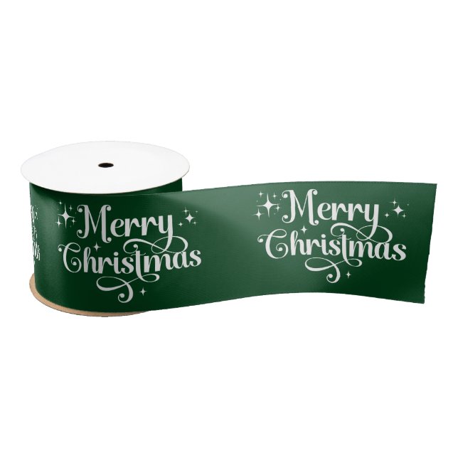 Elegant Retro Green Frory Weihnachtswrapping Satinband (Spule)