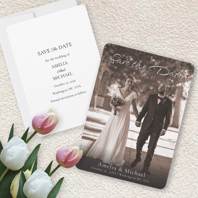 Elegant Retro Maroon Wedding Save the Date Card (Retro Maroon Save The Date Card)