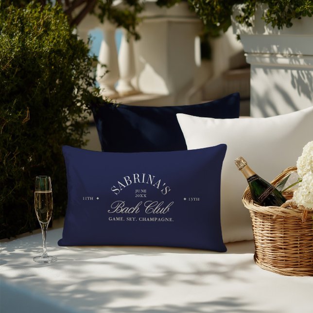 Elegant Retro Navy Blue Bachelorette Weekend Lendenkissen (Elegant Retro Navy Blue Bachelorette Weekend Lumbar Pillow)