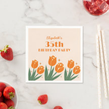 Elegant Retro Tulip Floral Orange Geburtstag