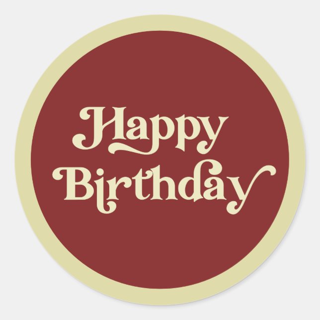 Elegant Retro Typografie Happy Birthday Runder Aufkleber (Vorderseite)