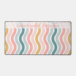 Elegant Retro Wavy Stripes Personalized Desk Mat Schreibtischunterlage