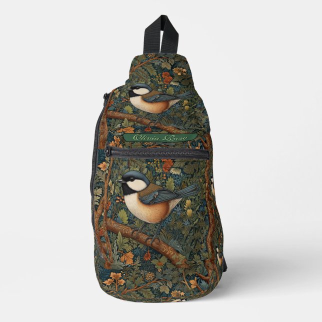 Elegant retro woodland bird  crossbody bag (Vorderseite)