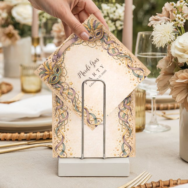 Elegant Ribbon Mask Mardi Gras Masquerade Serviette (Von Creator hochgeladen)