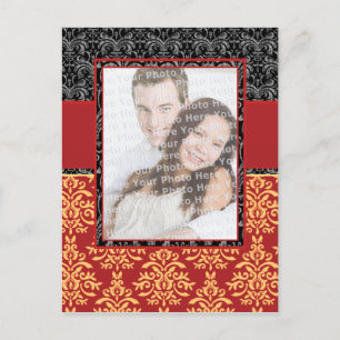 Elegant Rich Red Damask individuell anpassbare Pos Postkarte