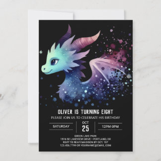 Elegant Roaring Dragon Birthday Einladung