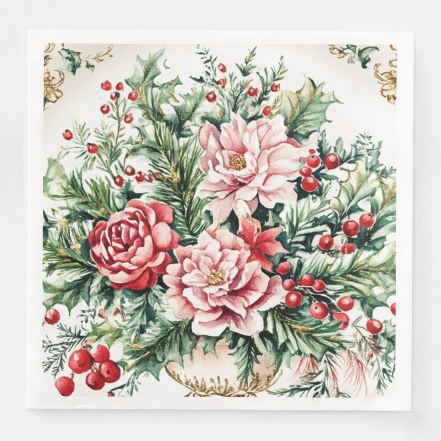 Elegant Rococo Floral and Foliage Holiday Dining  Serviette (Vorderseite)