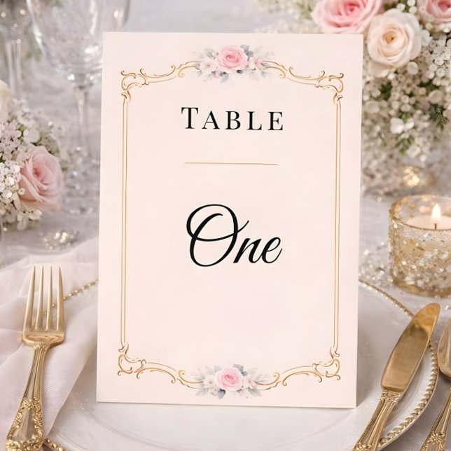 Elegant Rococo Wedding Table Numbers  Einladung (Table number card for rococo collection mockup)