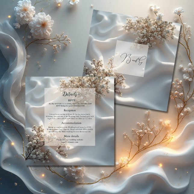 Elegant romantic babys breath floral wedding begleitkarte (Von Creator hochgeladen)