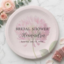 Elegant Romantic Blush Pink Floral Bridal Shower Pappteller