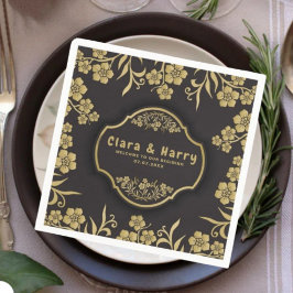 Elegant romantic champagne gold floral wedding serviette