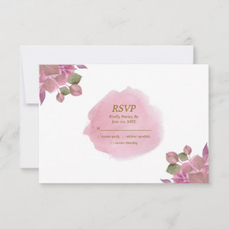 Elegant Romantic Dusty Pink Floral Wedding RSVP Karte