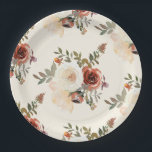 Elegant Romantic Fall Floral Red Wedding Pappteller<br><div class="desc">Elegant Romantic Fall Floral Red Wedding Plates - perfect for fall couples showers,  rehearsal dinners and weddings</div>