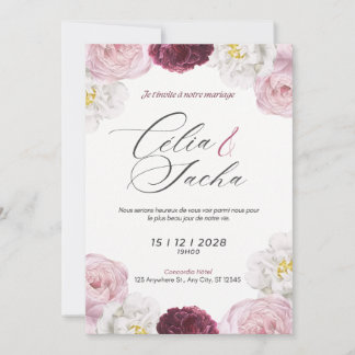 Elegant Romantic Floral Wedding Invitation Card Einladung