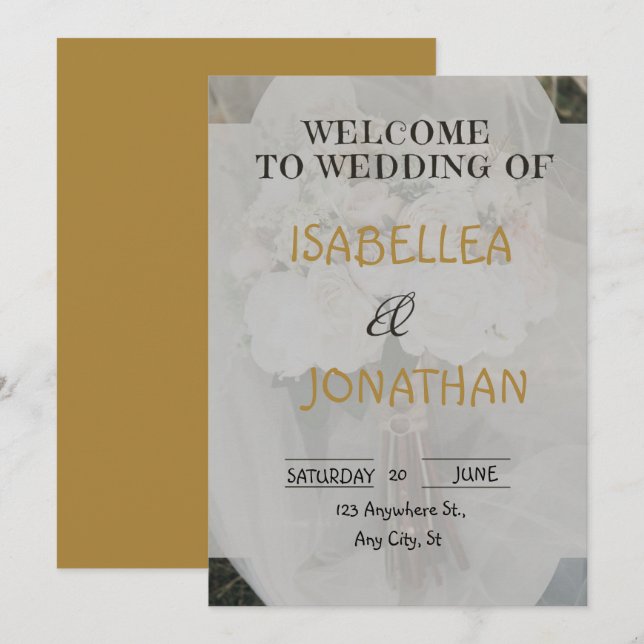 Elegant Romantic Floral Wedding Invitation Einladung (Vorne/Hinten)