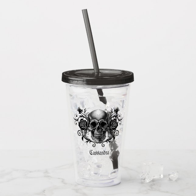 Elegant, Romantic Goth Personalized Acryltrinkbecher (Vorderseite Ice)