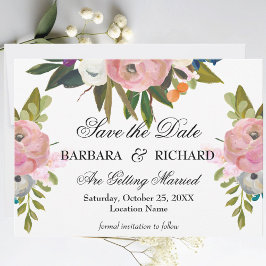 Elegant Romantic Handpainted Floral Wedding Save The Date