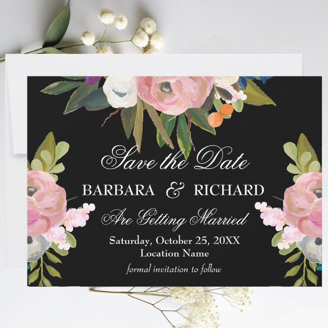 Elegant Romantic Handpainted Floral Wedding Save The Date (Von Creator hochgeladen)