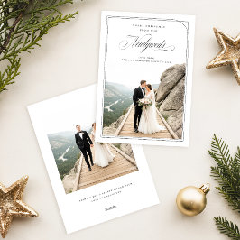 Elegant Romantic Newlywed Two Photo Christmas Feiertagskarte