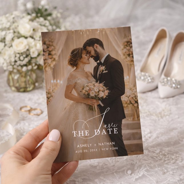 Elegant Romantic Photo Save the Date Card (Von Creator hochgeladen)