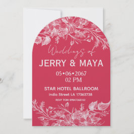 Elegant Romantic Pink Floral Wedding Invitation Einladung