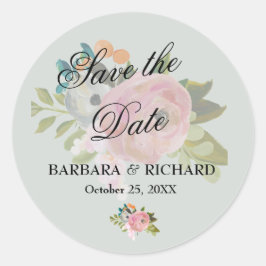 Elegant Romantic Save the Date Envelope Seal Runder Aufkleber