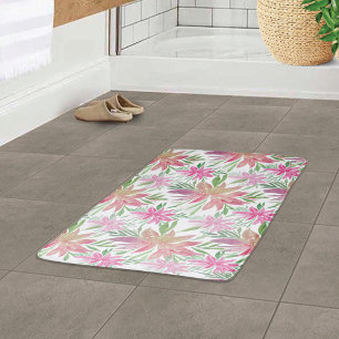 Elegant Romantic Watercolor Flowers Shade Of Pink Badematte