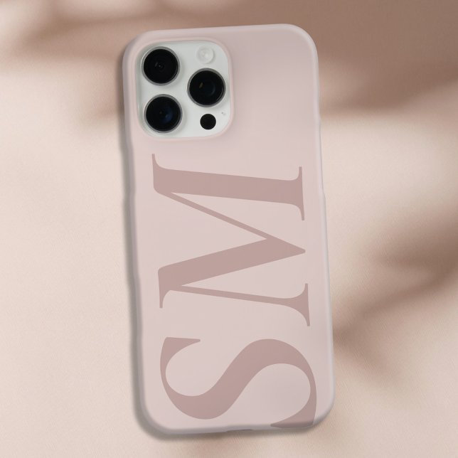 Elegant rosa Beige Bold Initial Monogram Case-Mate iPhone Hülle (Von Creator hochgeladen)