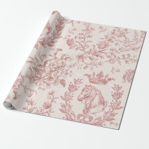 Elegant Rosa Beige Reittier Toile Geschenkpapier