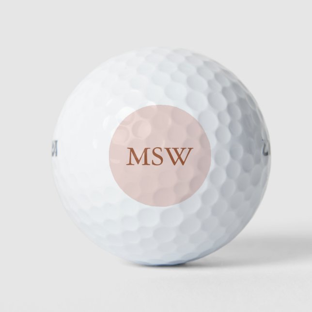 Elegant-Rosa-benutzerdefinierte Monogramm-Initiale Golfball (Vorderseite)