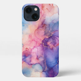 Elegant rosa blaue lila Handy Gehäuse gürtelgoldfa iPhone 13 Hülle