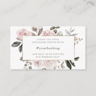 Elegant Rosa Blues   Wedding Hashtag Begleitkarte