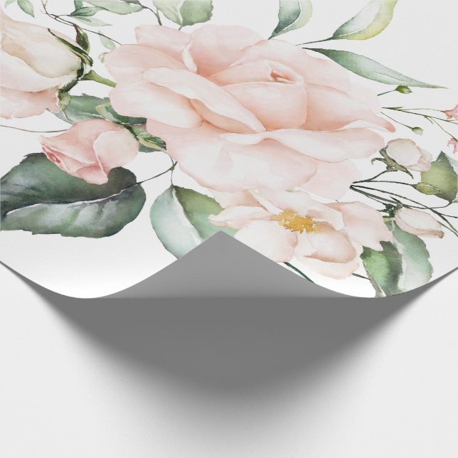 Elegant Rosa Blush Eukalyptus Greenerity Wedding Geschenkpapier (Ecke)