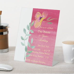 Elegant rosa Blüte 50. Geburtstag Einladung Sockelschild