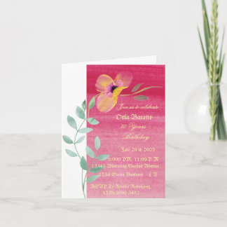 Elegant rosa Blütenblüte 50 gefaltete Einladung zu