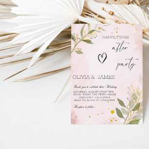 Elegant rosa Botanische Hochzeit "glücklich immer  Einladung