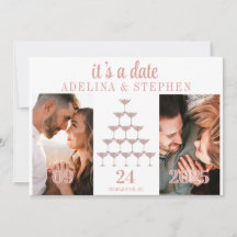 Elegant Rosa Champagne Tower Script Wedding